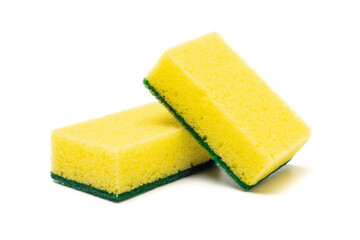 Dish washing sponge or kitchen sponge isolated in white background.