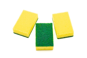 Dish washing sponge or kitchen sponge isolated in white background.