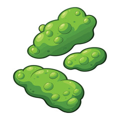 Naklejka premium Cartoon green blobs with water droplets isolated on transparent background