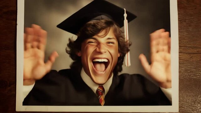 1980s high school graduation yearbook album photo boy