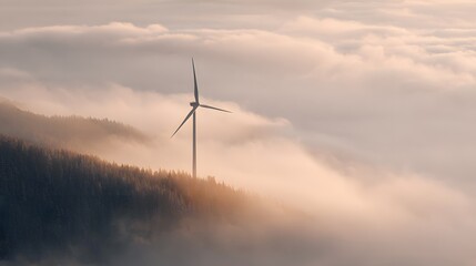 Obraz premium Wind Turbines Generating Clean Energy at Sunrise for Sustainability