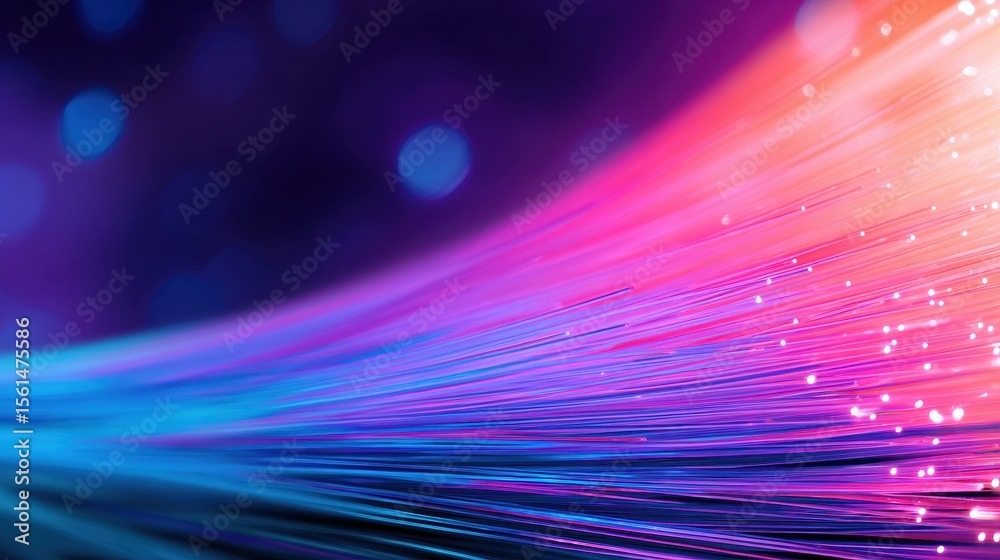 Poster vibrant abstract light trails with colorful bokeh effects creating a dynamic background