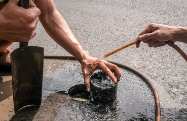 asphalt removal from core drill for research specimens
