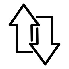 Up down arrows vector icon. 2 side arrow icon. Upload and download arrow icon. Transfer arrows icon