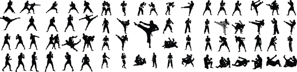 Martial Arts Silhouettes A Diverse Collection of Fighting Styles