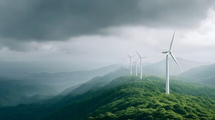 Wind Turbines Generating Clean Energy at Sunrise for Sustainability

