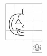 Symmetry drawing for kids, draw the other half side jack o latern activity for kindergarten, complete picture worksheet, Symmetry worksheet halloween