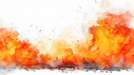 watercolor painting style fire explosion fiery