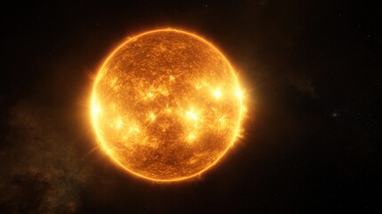 Obraz premium Bright Sun with Detailed Surface In Space Showing Solar Flares and Corona.