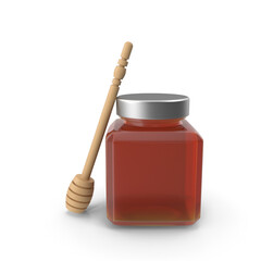 Fototapeta premium Honey Jar Dipper, Sweet Food Product Photography, 3d, transparent background, PNG