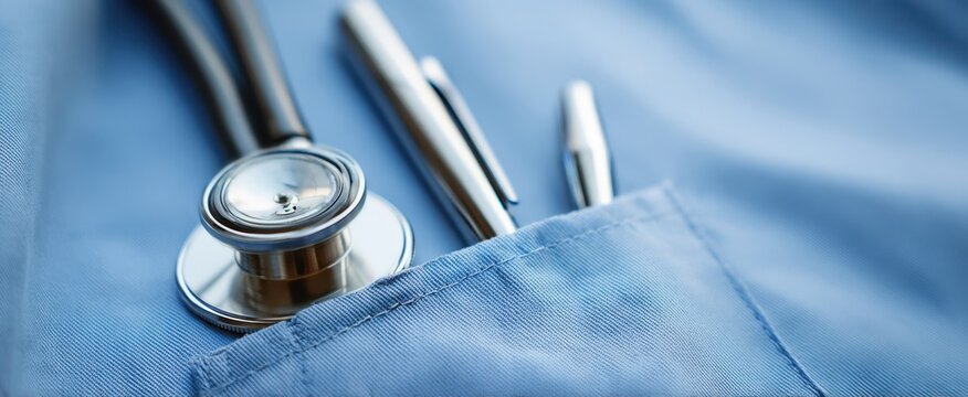 The sleek stethoscope nestled in a medical professional's uniform pocket.