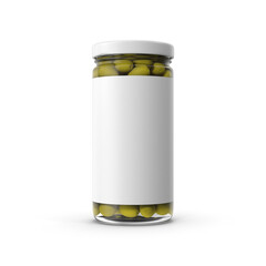 Glass Jar Olives, Food Packaging Mockup, 3d, transparent background, PNG