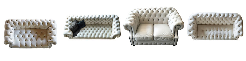Obraz premium Luxurious leather couch in a stylish, onochrome living room, the perfect centerpiece. isolated on transparent background png