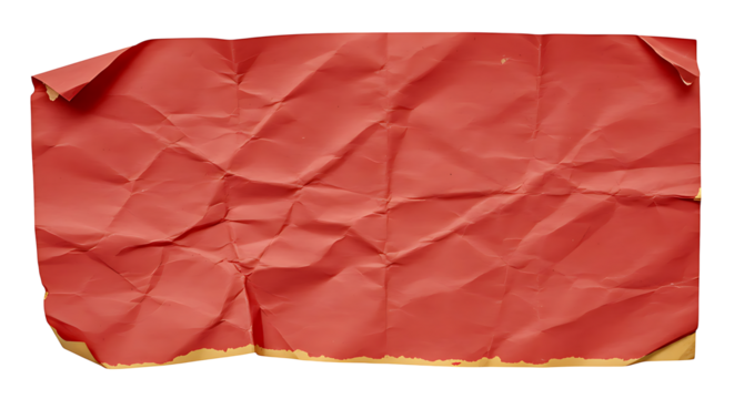 Vibrant red crumpled paper with golden edges creates a textured and distressed surface suitable for artistic projects and designs. - Powered by Adobe