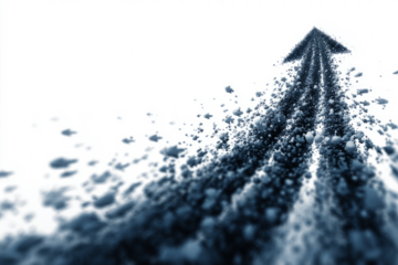 Graph lines bursting from a rising arrow growth emphasis