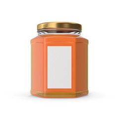 Honey Jar, Product Packaging, Glass Container Food Branding, 3d, transparent background, PNG