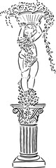 Greek Pedestal Statue with Vase and Palm for Wedding Scene