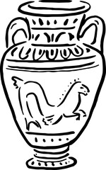 Vintage Greek Vase Illustration for Wedding Label or Menu