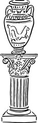 Greek Column and Vase Ensemble Sketch for Poster Use