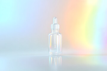 Clear dropper bottle, pastel backdrop