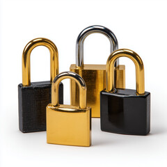 Naklejka premium Secure Padlocks in Different Metallic Finishes , PNG isolated cut out image