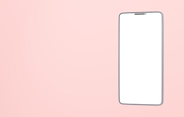 3D素材_スマートフォン_シルバー_ピンク