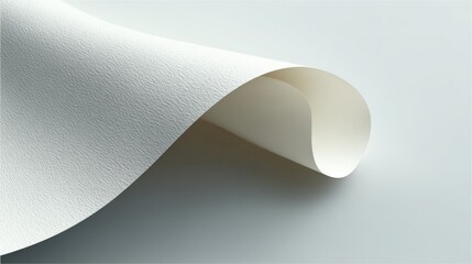 Abstract close-up of white textured paper surface with a curled corner and soft shadows.