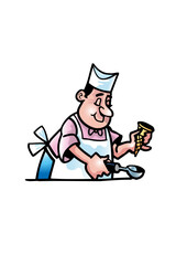 man serving ice cream cones