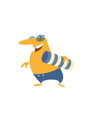 Funny man with sunglasses and blanket on the beach