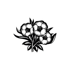 Illustration of floral vector art of three flowers with leaves for graphic design and creative projects and decoration use vector