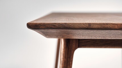 Close-up view of a wooden table corner with detailed grain and smooth finish.