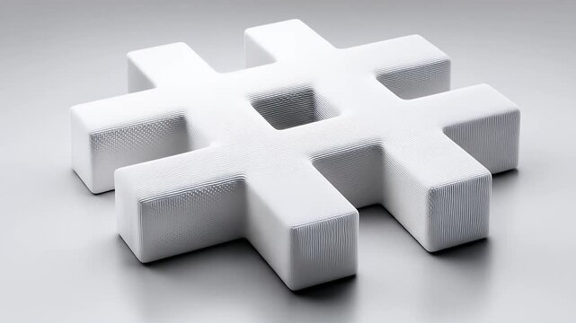 Textured White Hashtag Symbol on Gradient Gray Background a Clean Minimalist 3D Render