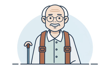 Fototapeta premium Portrait of an Elder: A heartwarming illustration of an elder, the image is a flat design, depicting wisdom, and experience through a calm and inviting expression.