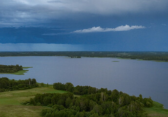 Next to Siver lake.Landscape, Latvia, in the countryside of Latgale.