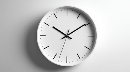 Modern round wall clock with minimal design and clear black hour markers.