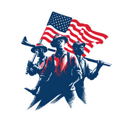 workers with american flag vector illustration