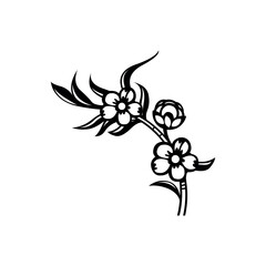 Illustration of floral vector art design of flower blossom with petals and leaves for graphic design and decoration use vector