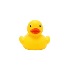 Fototapeta premium Cheerful classic yellow rubber duck toy with an orange beak and a friendly smile
