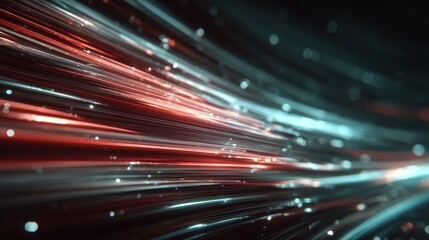 Futuristic abstract background with dynamic glowing light trails and motion blur.