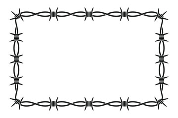 Barbed wire rectangular frame with sharp points and twisted wire design