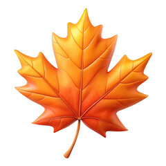 Obraz premium Single orange maple leaf isolated on transparent background