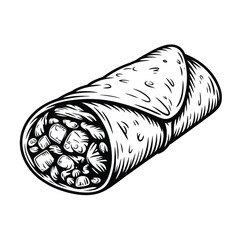 Delicious Burrito Illustration Hand Drawn Style