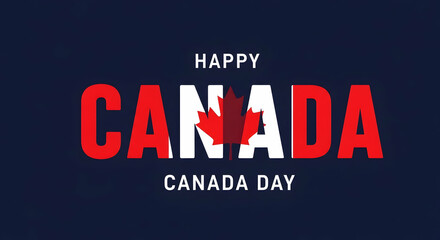 Happy Canada Day Celebration Graphic with Patriotic Maple Leaf and Colors