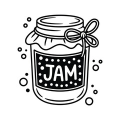 Hand Drawn Jam Jar with Bow Illustration