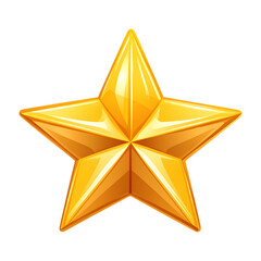 Glossy gold star graphic isolated on transparent background, cut out, PNG 3D Digital Art.	