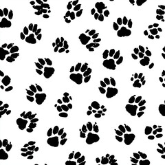 Fototapeta premium Animal Paw Prints Seamless Pattern , PNG isolated cut out image