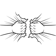 Two Fists Ripping Through Paper Superhero Style