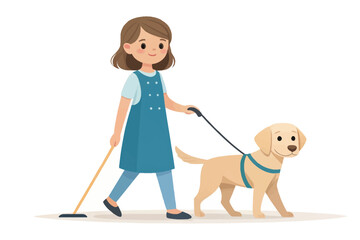 Girl with Dog: An illustration depicts a young girl walking with her dog, highlighting the bond of companionship and the joy of shared experiences. It's a heartwarming visual of daily life.