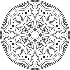Black and white mandala vector isolated on white. Vector hand drawn circular decorative element.