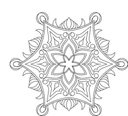Black and white mandala vector isolated on white. Vector hand drawn circular decorative element.